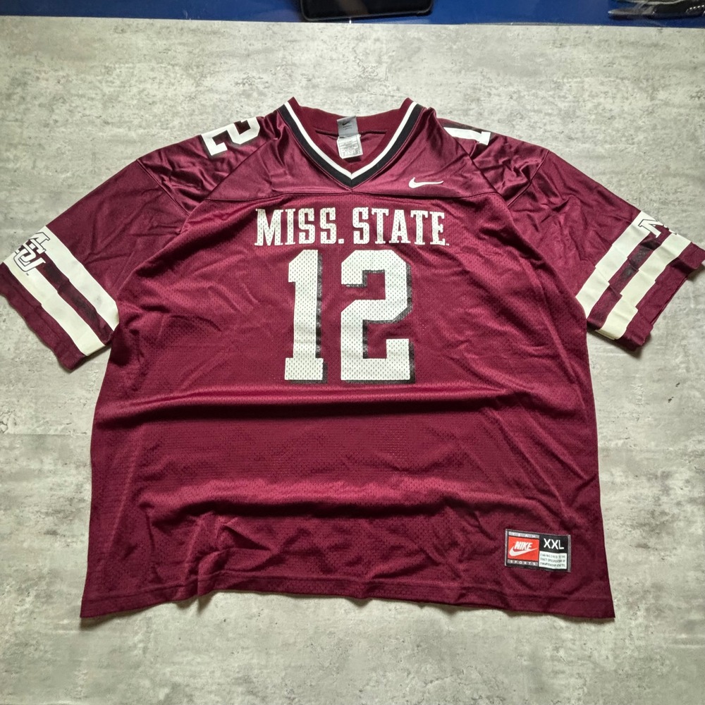 Nike Mississippi State Football Jersey Double Extra Large Maroon #12 NCAA Mesh